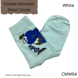 White Cookie Monster Short Socks